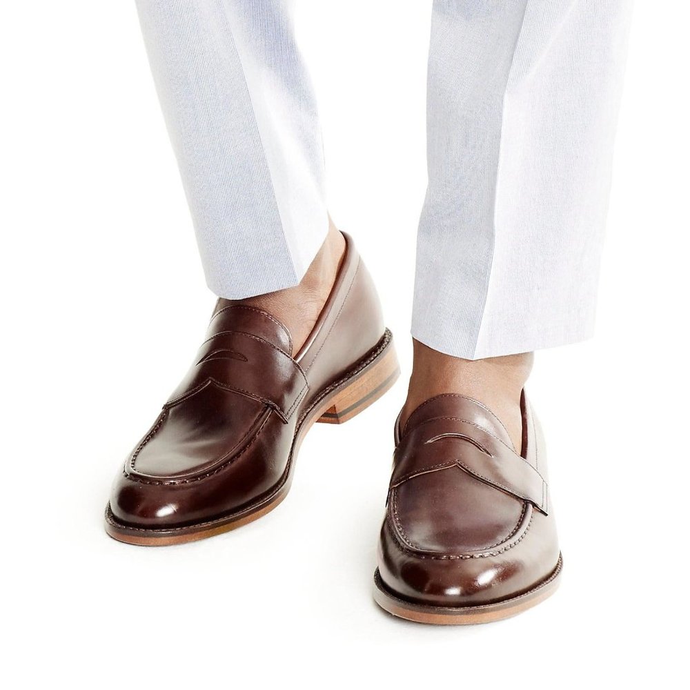 Superior Dark Walnut Leather Penny Loafers